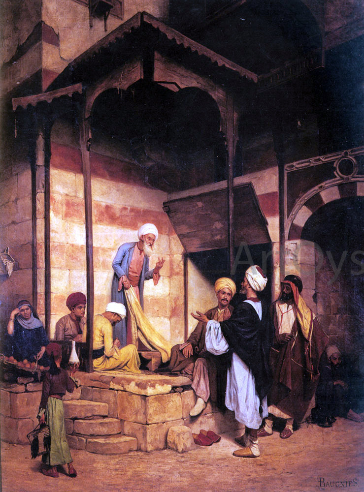 Eugene Baugnies La Rue Du Mousky Au Caire - Hand Painted Oil Painting