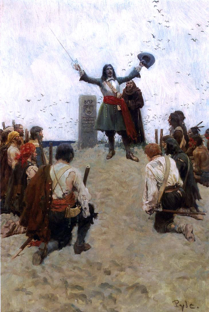 Howard Pyle La Salle Christening the Country "Louisiana" - Hand Painted Oil Painting