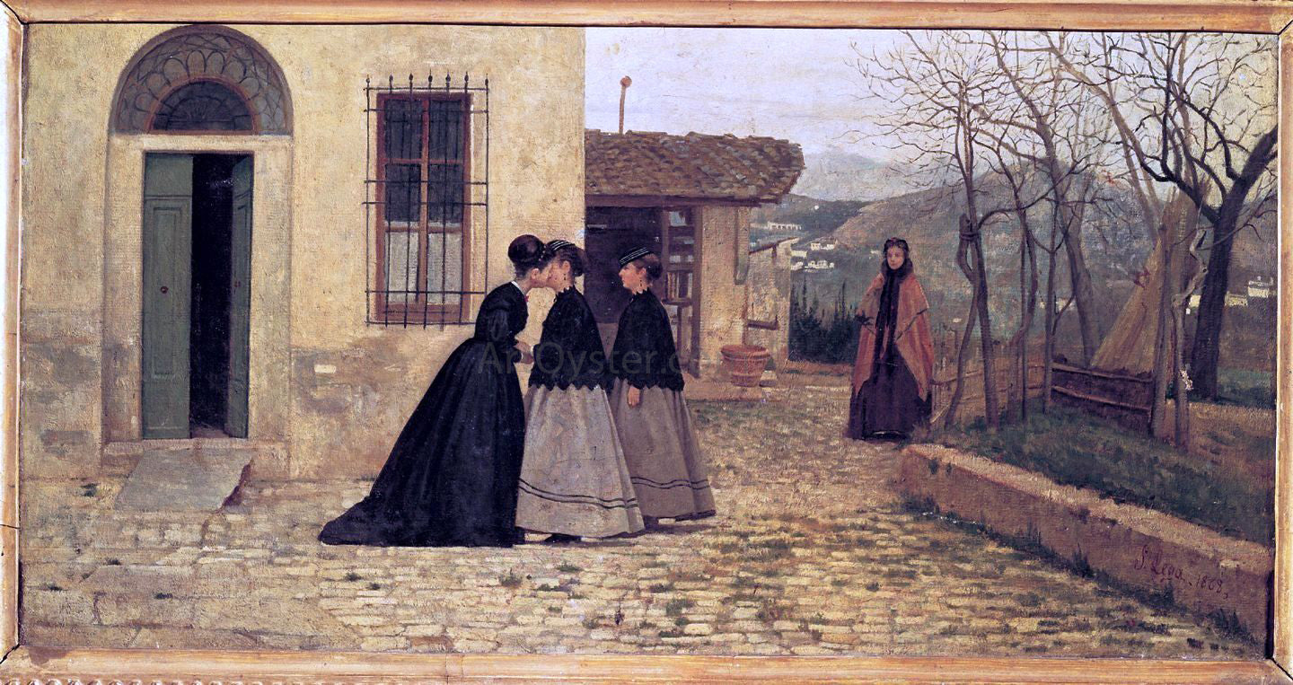 Silvestro Lega La visita - Hand Painted Oil Painting