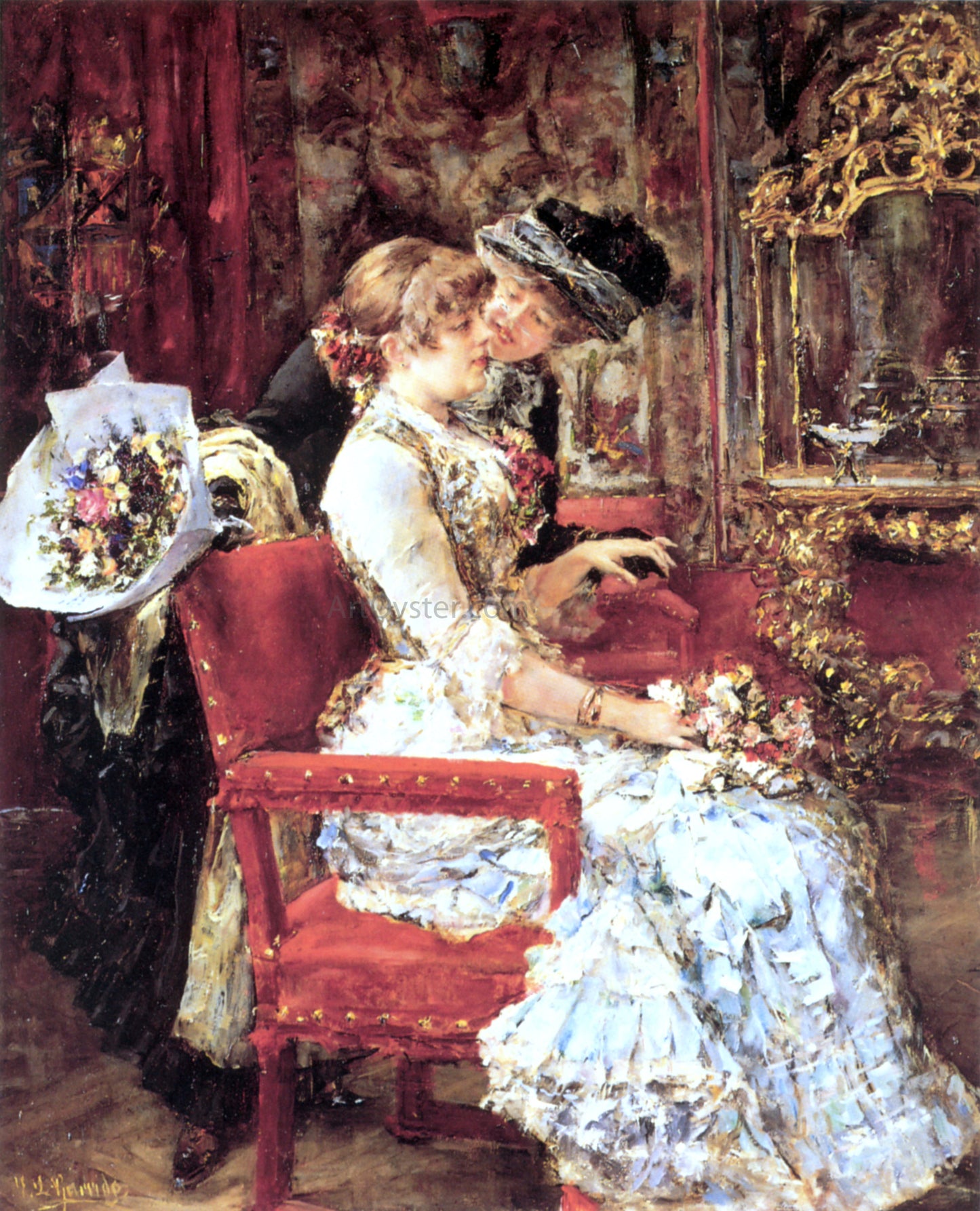 Eduardo Leon Garrido La Visite - Hand Painted Oil Painting