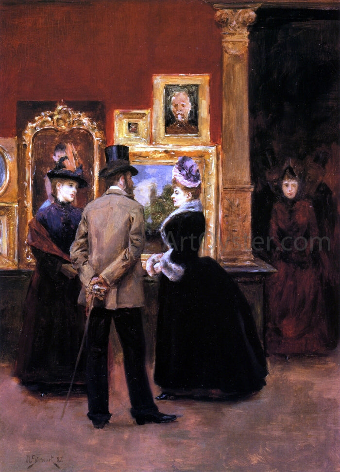 Julius LeBlanc Stewart Ladies with a Gentleman in a Top Hat - Hand Painted Oil Painting