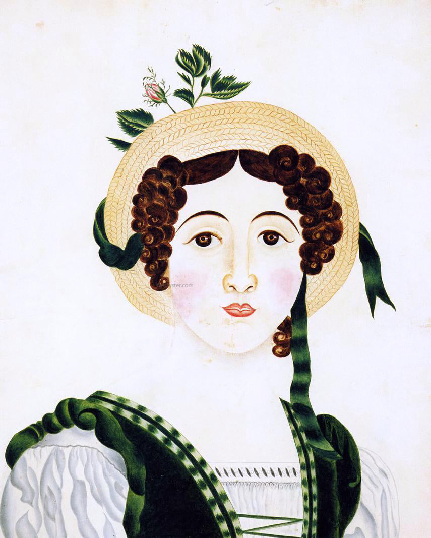 Almira Wheaton Lady in Straw Hat - Hand Painted Oil Painting