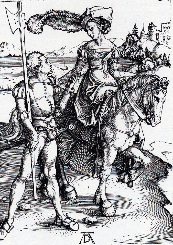 Albrecht Durer Lady On Horseback and Lansquenet - Hand Painted Oil Painting
