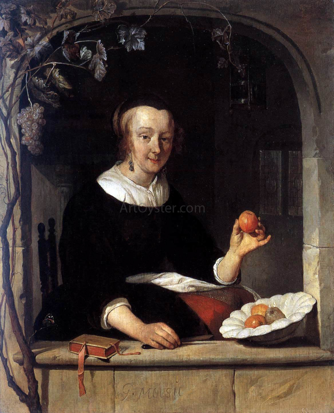  Gabriel Metsu Lady Seated in a Window - Hand Painted Oil Painting