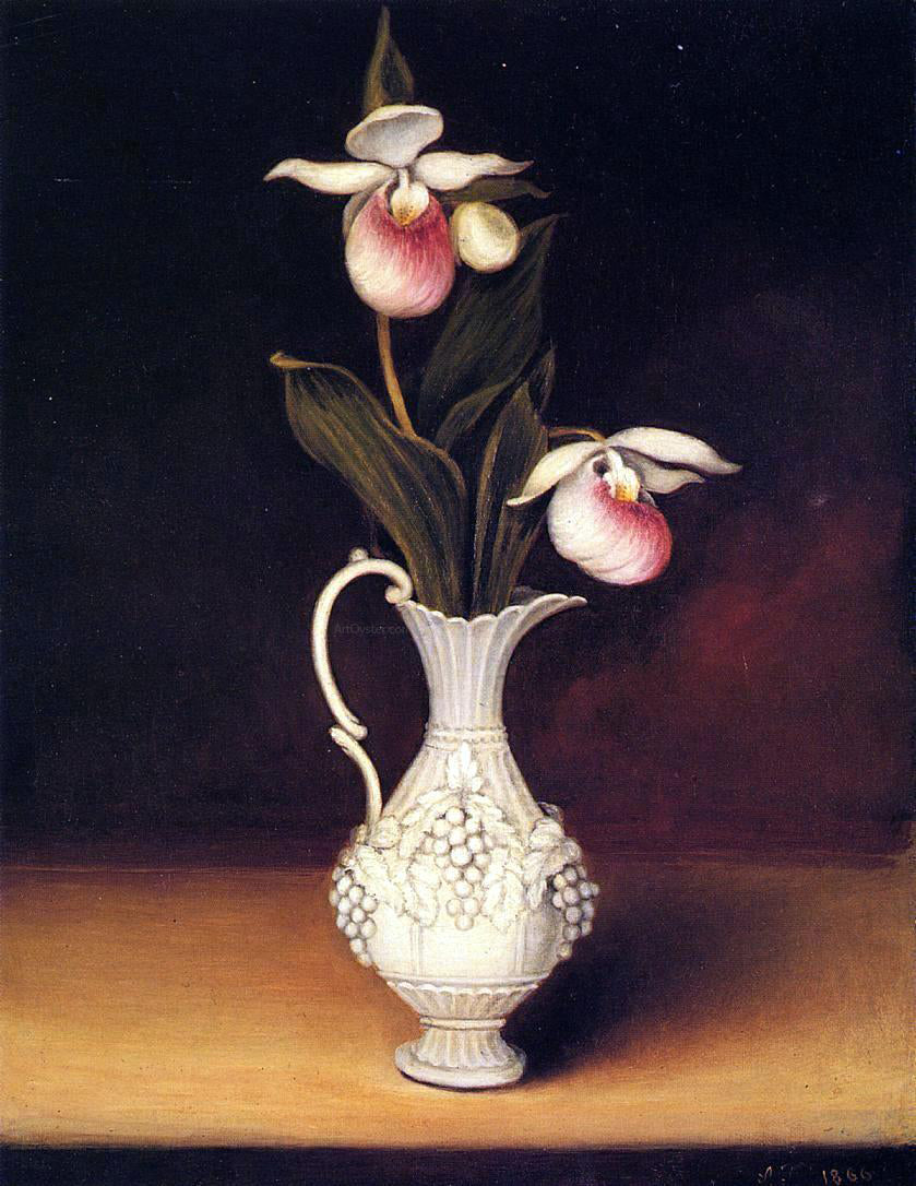 Anna Claypoole Peale Lady Slippers in a Parian Vase - Hand Painted Oil Painting
