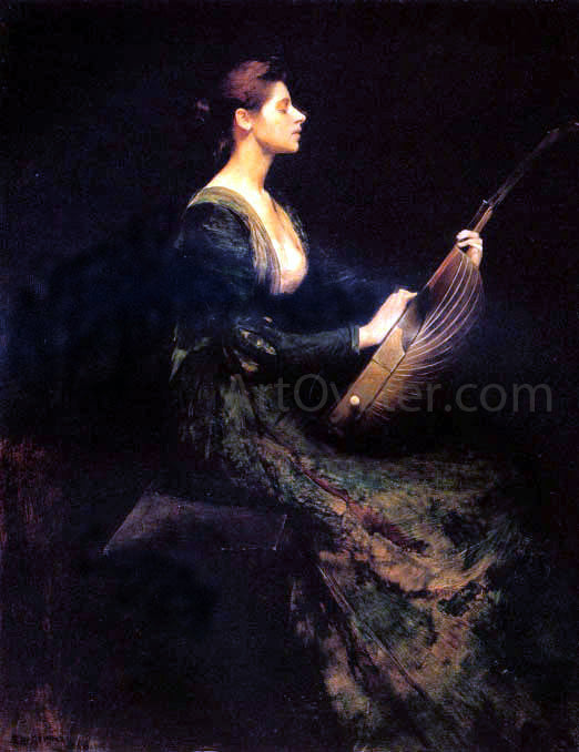 Thomas Wilmer Dewing Lady with a Lute - Hand Painted Oil Painting