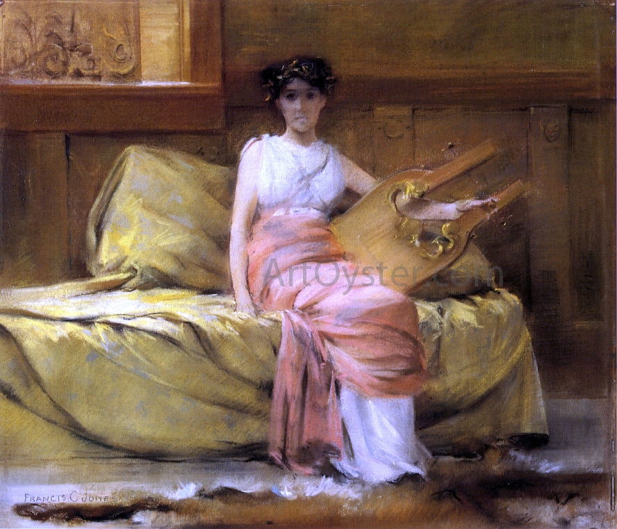  Francis Coates Jones A Lady with a Lyre - Hand Painted Oil Painting