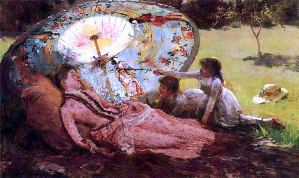 Hamilton Hamilton Lady with a Parasol - Hand Painted Oil Painting