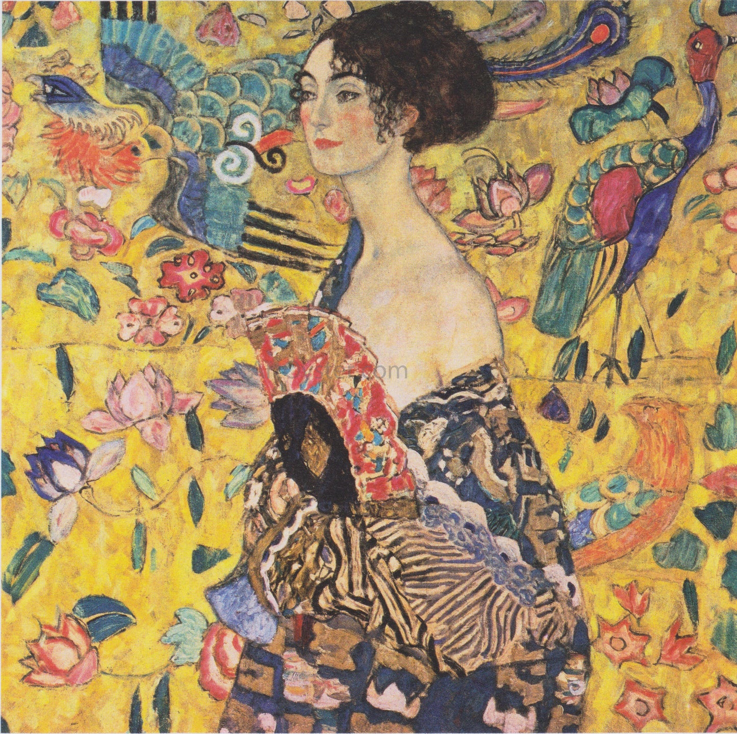 Gustav Klimt A Lady with Fan - Hand Painted Oil Painting