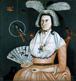  Rufus Hathaway Lady with Her Pets (Molly Wales Fobes) - Hand Painted Oil Painting