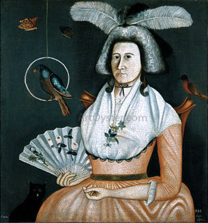 Rufus Hathaway Lady with Her Pets (Molly Wales Fobes) - Hand Painted Oil Painting
