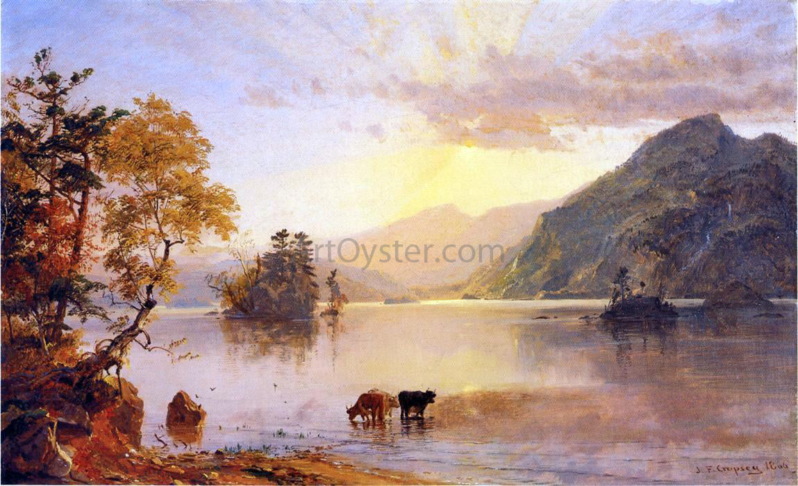 Jasper Francis Cropsey Lake George: Sun Behind a Cloud - Hand Painted Oil Painting