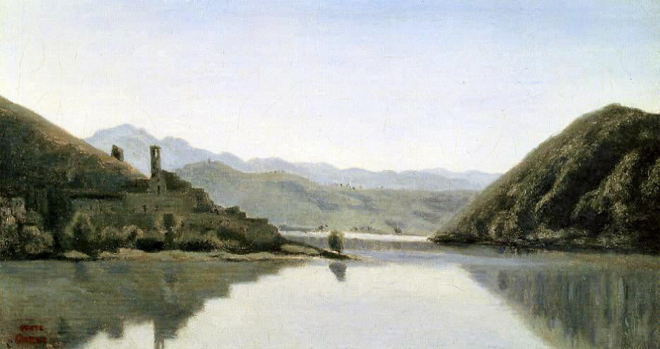 Jean-Baptiste-Camille Corot Lake Piediluco - Hand Painted Oil Painting