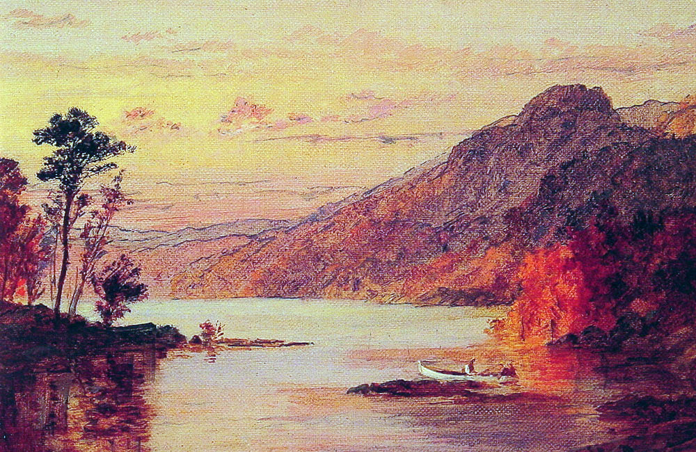 Jasper Francis Cropsey Lake Scene, Catskill Mountains - Hand Painted Oil Painting