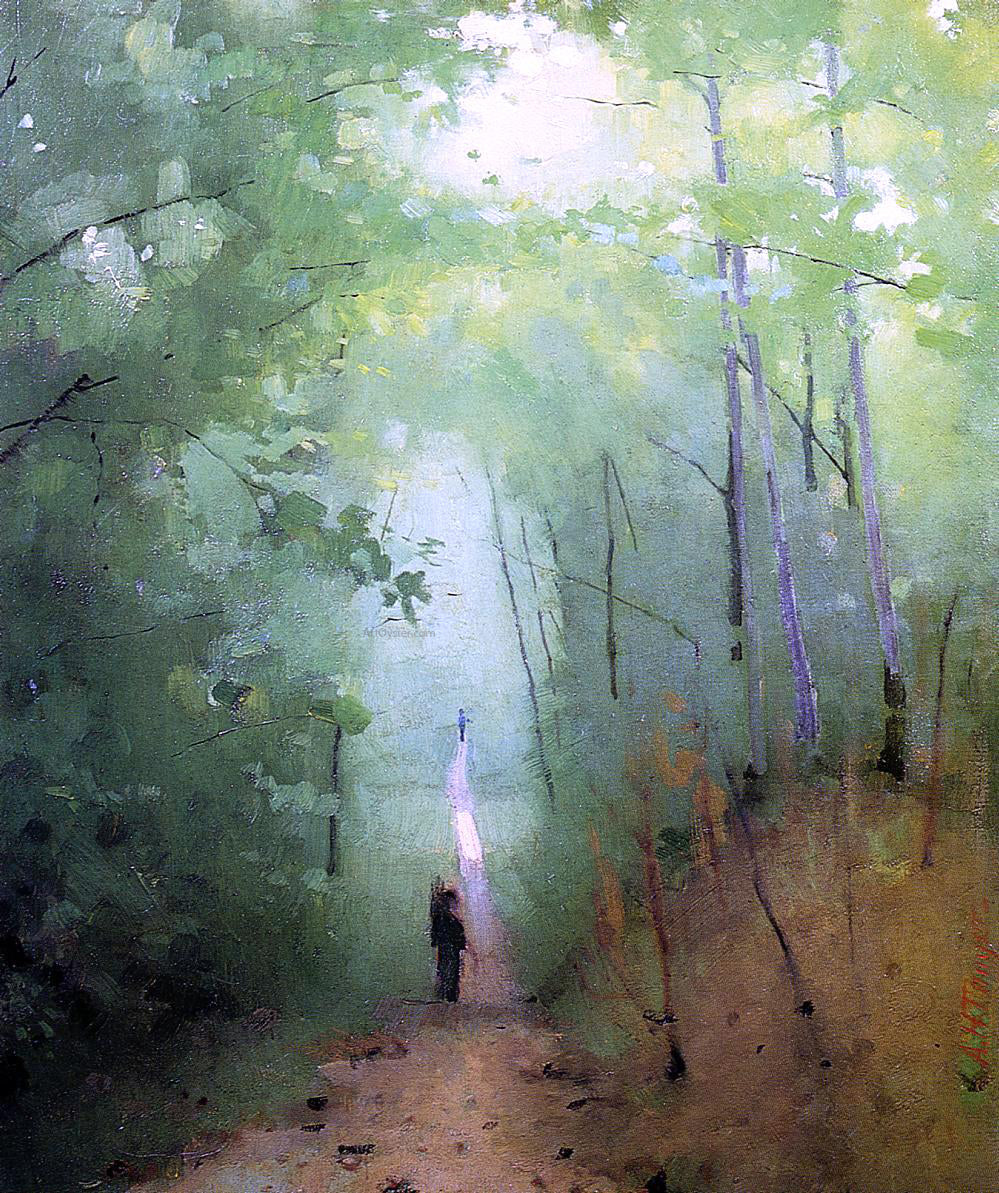 Abbott Handerson Thayer Landscape at Fontainebleau Forest - Hand Painted Oil Painting