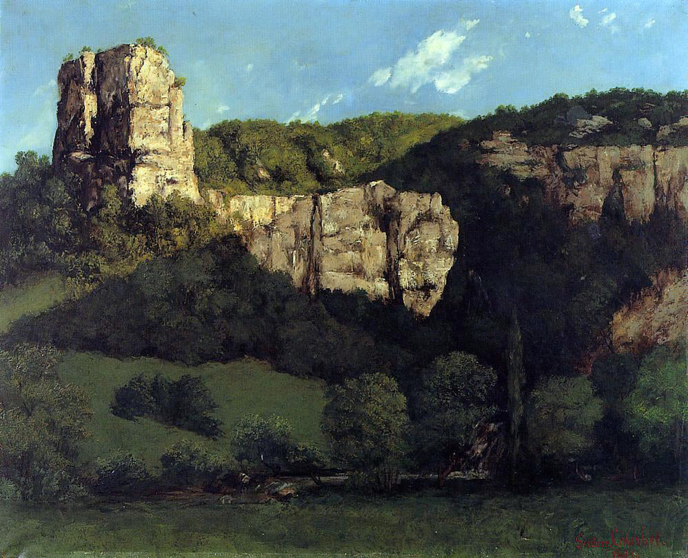 Gustave Courbet Landscape: Bald Rock in the Valley of Ornans - Hand Painted Oil Painting