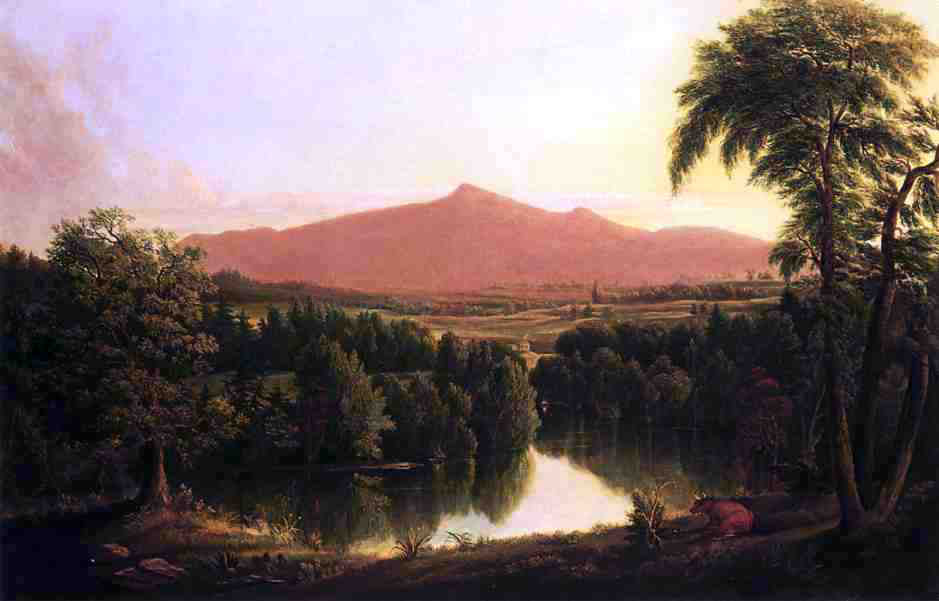 Jesse Talbot Landscape by a River with Mountains in the Distance - Hand Painted Oil Painting
