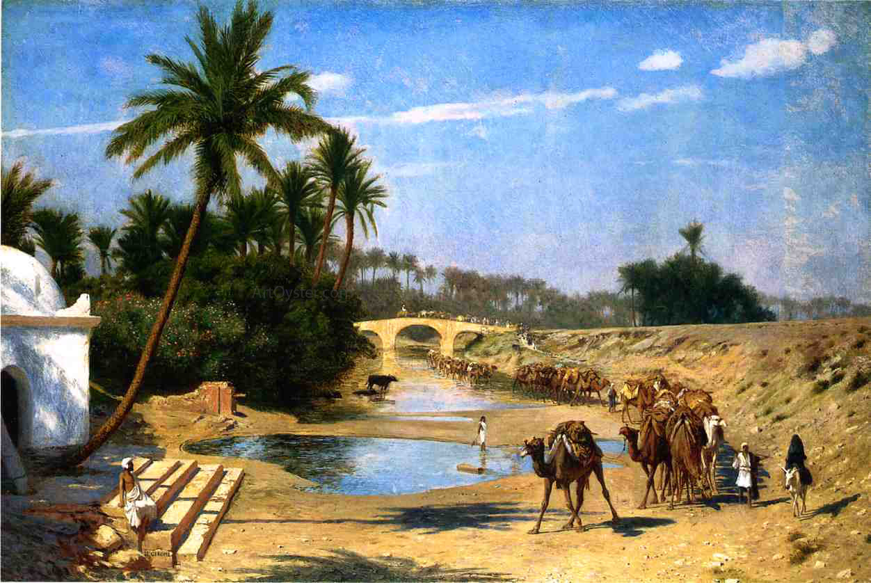 Jean-Leon Gerome Landscape - Caravan - Hand Painted Oil Painting