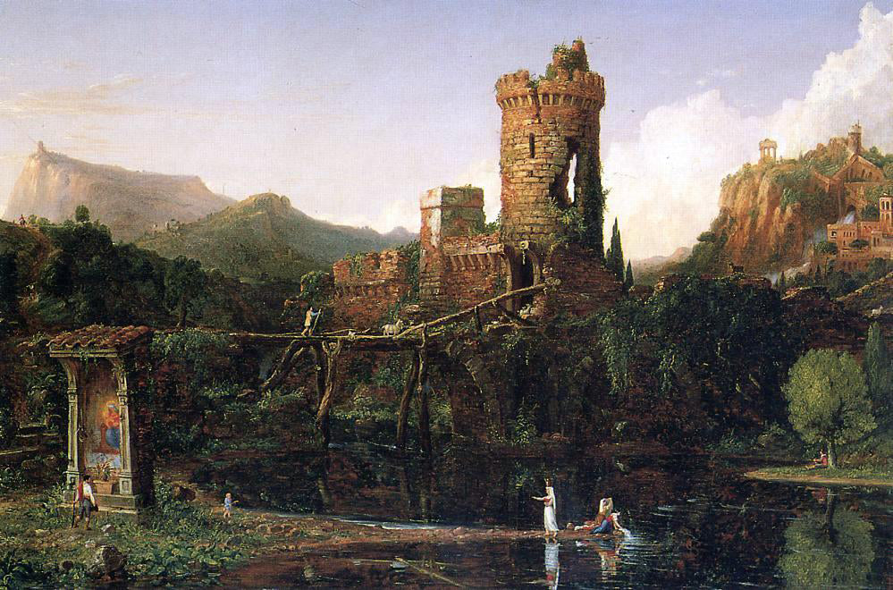 Jean-Baptiste-Camille Corot Landscape Composition: Italian Scenery - Hand Painted Oil Painting