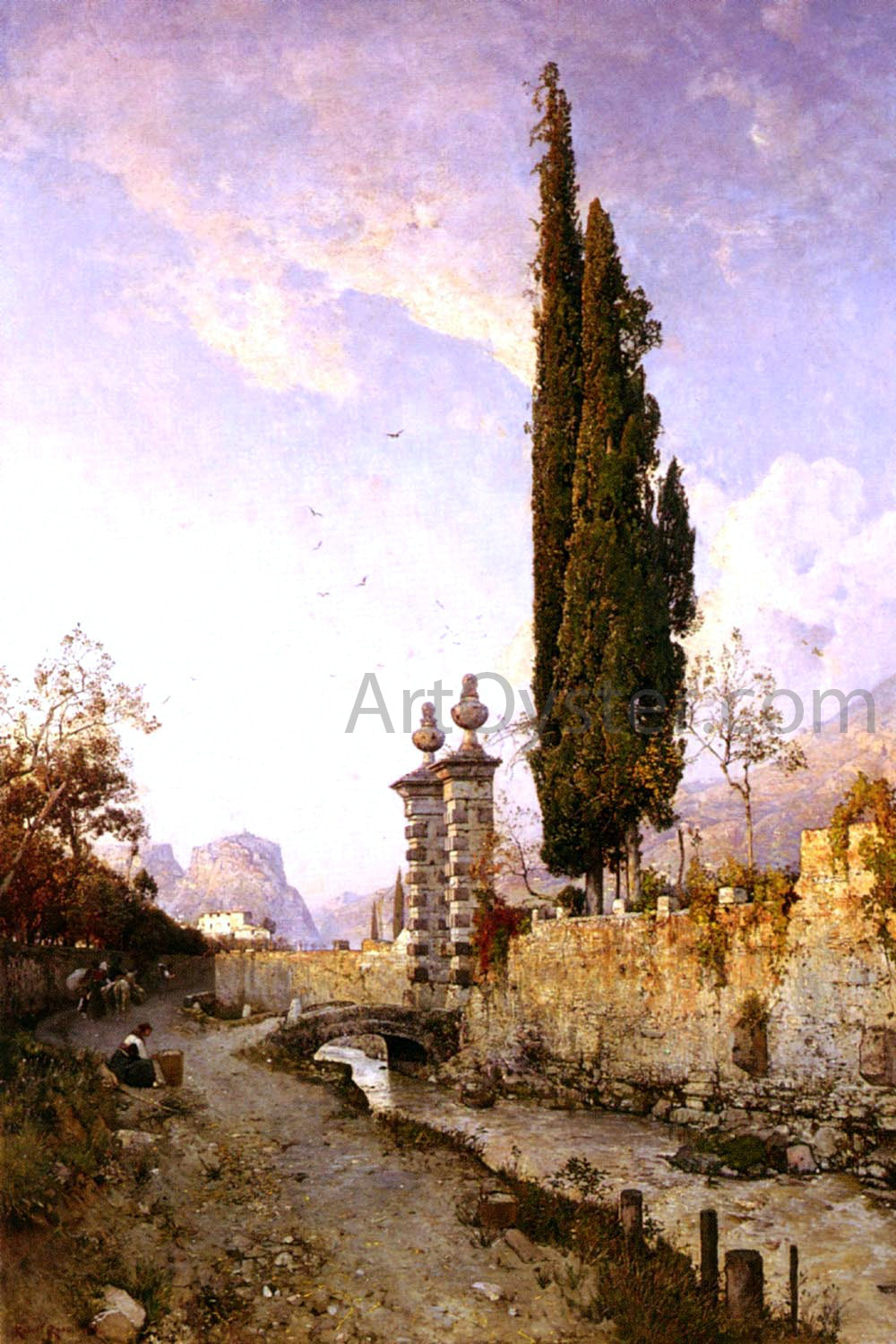  Robert Russ Landscape In Northern Italy - Hand Painted Oil Painting