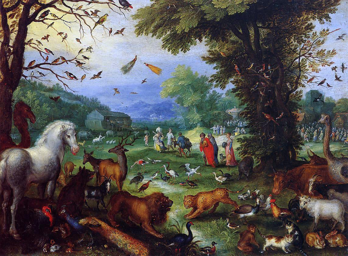 The Elder Jan Bruegel Landscape of Paradise and the Loading of the Animals in Noah's Ark - Hand Painted Oil Painting