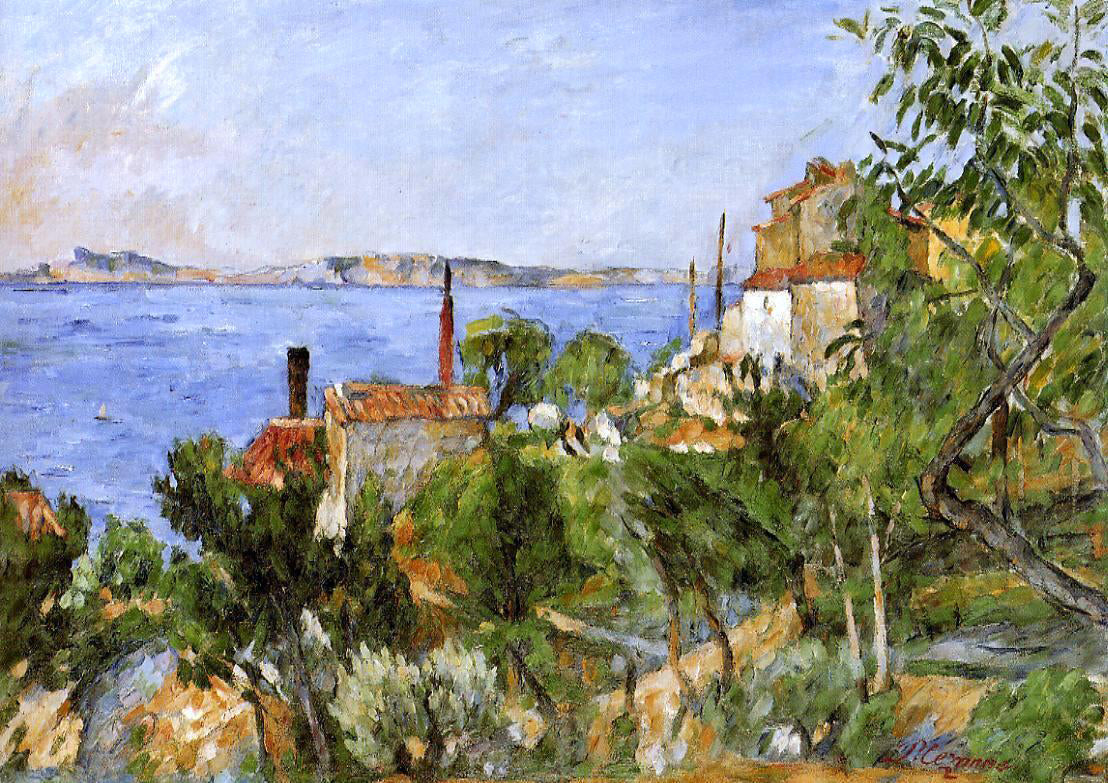 Paul Cezanne A Landscape, Study after Nature (also known as The Seat at L'Estaque) - Hand Painted Oil Painting