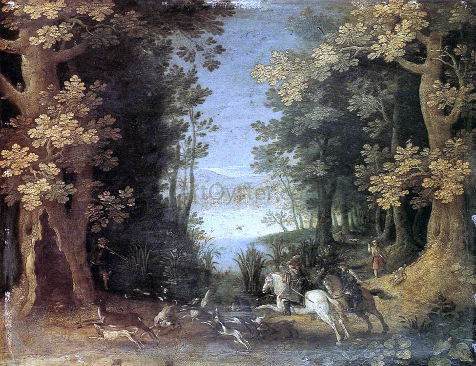 Sebastian Vrancx Landscape with a Deer Hunt - Hand Painted Oil Painting