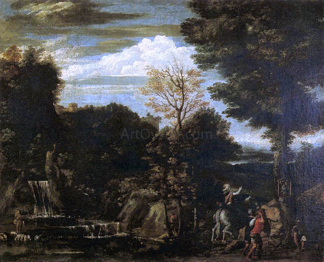 Giovan Battista Viola Landscape with a Devotional Image - Hand Painted Oil Painting