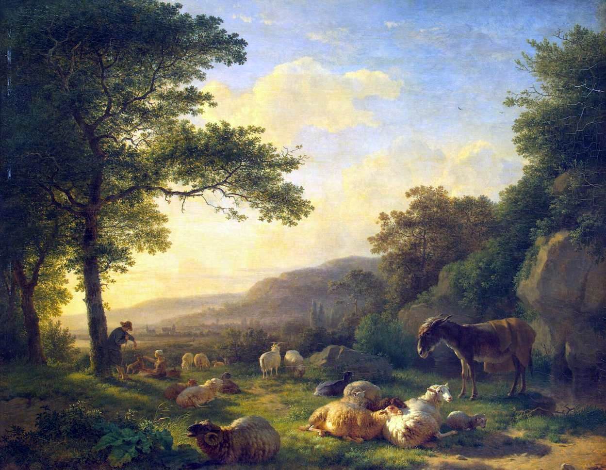 Balthazar Paul Ommeganck Landscape with a Flock of Sheep - Hand Painted Oil Painting