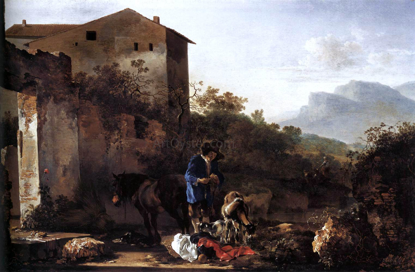 Adam Pynacker Landscape with a Goatherd - Hand Painted Oil Painting