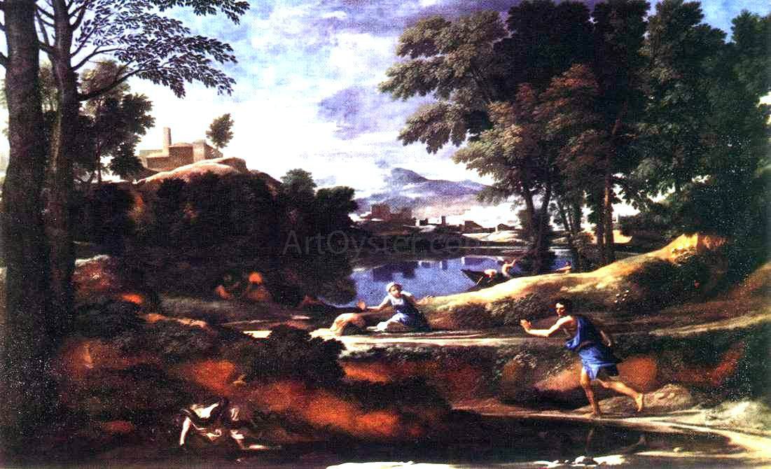 Nicolas Poussin Landscape with a Man Killed by a Snake - Hand Painted Oil Painting