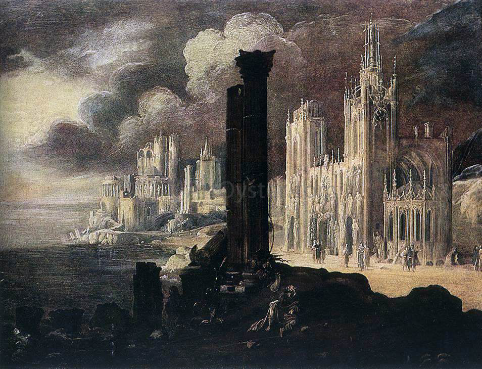 Didier Barra Landscape with Buildings - Hand Painted Oil Painting