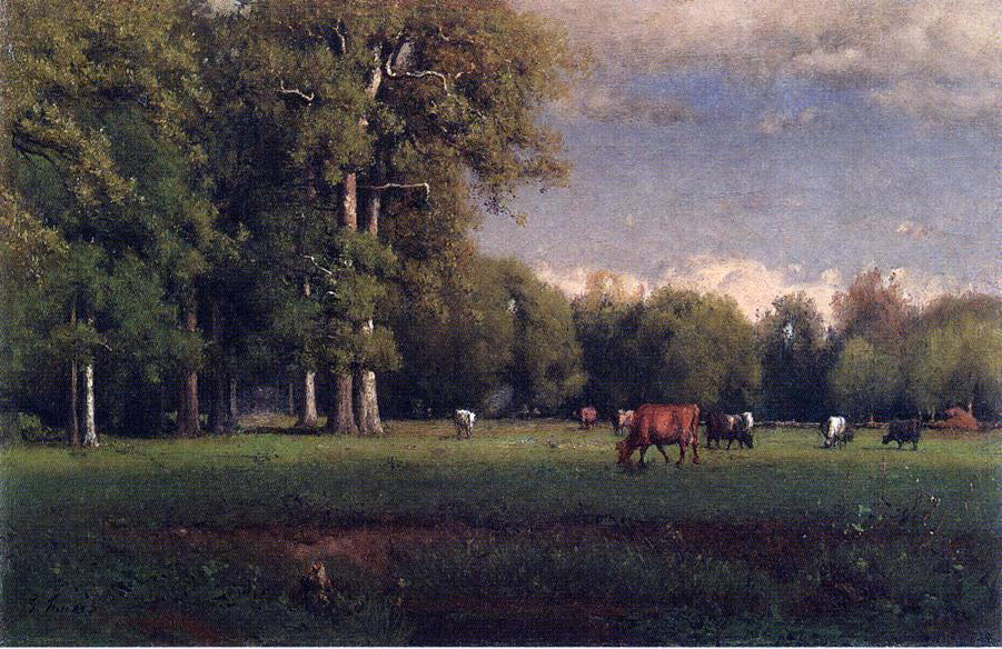  George Inness Landscape with Cattle - Hand Painted Oil Painting