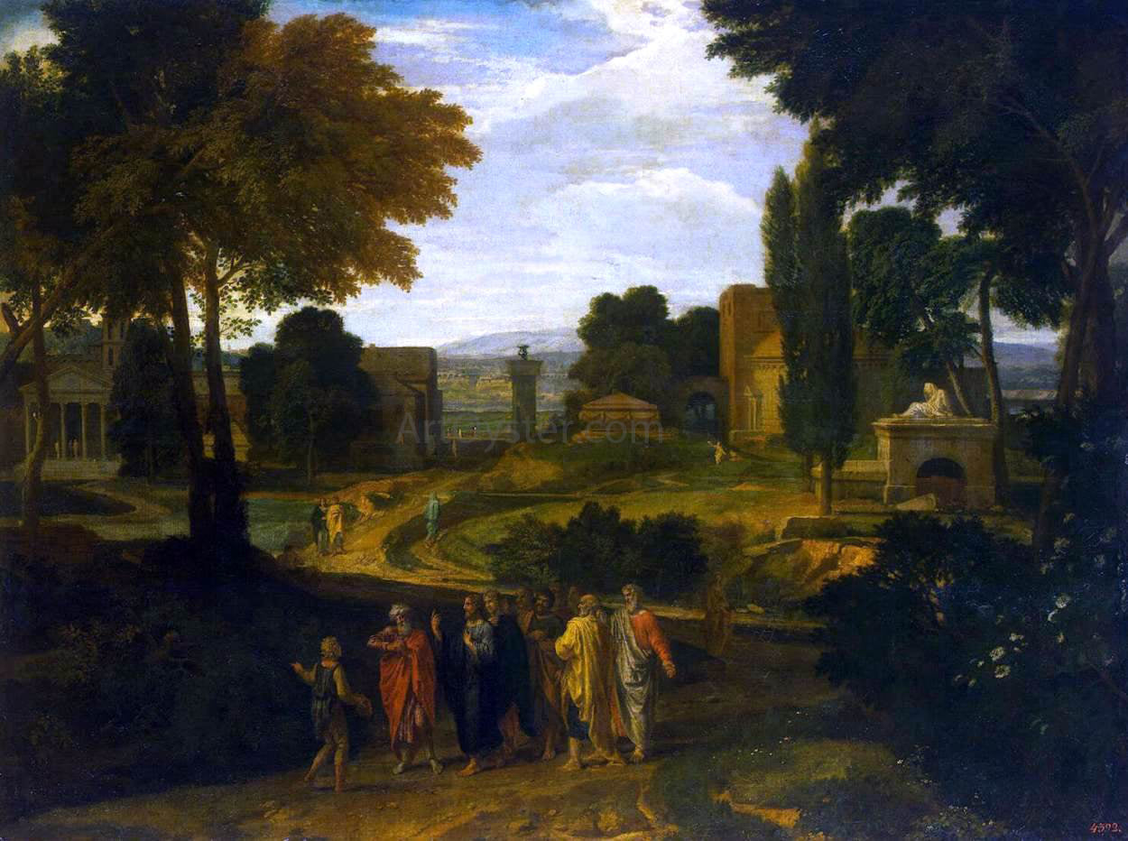 Francisque Millet Landscape with Christ and His Disciples - Hand Painted Oil Painting