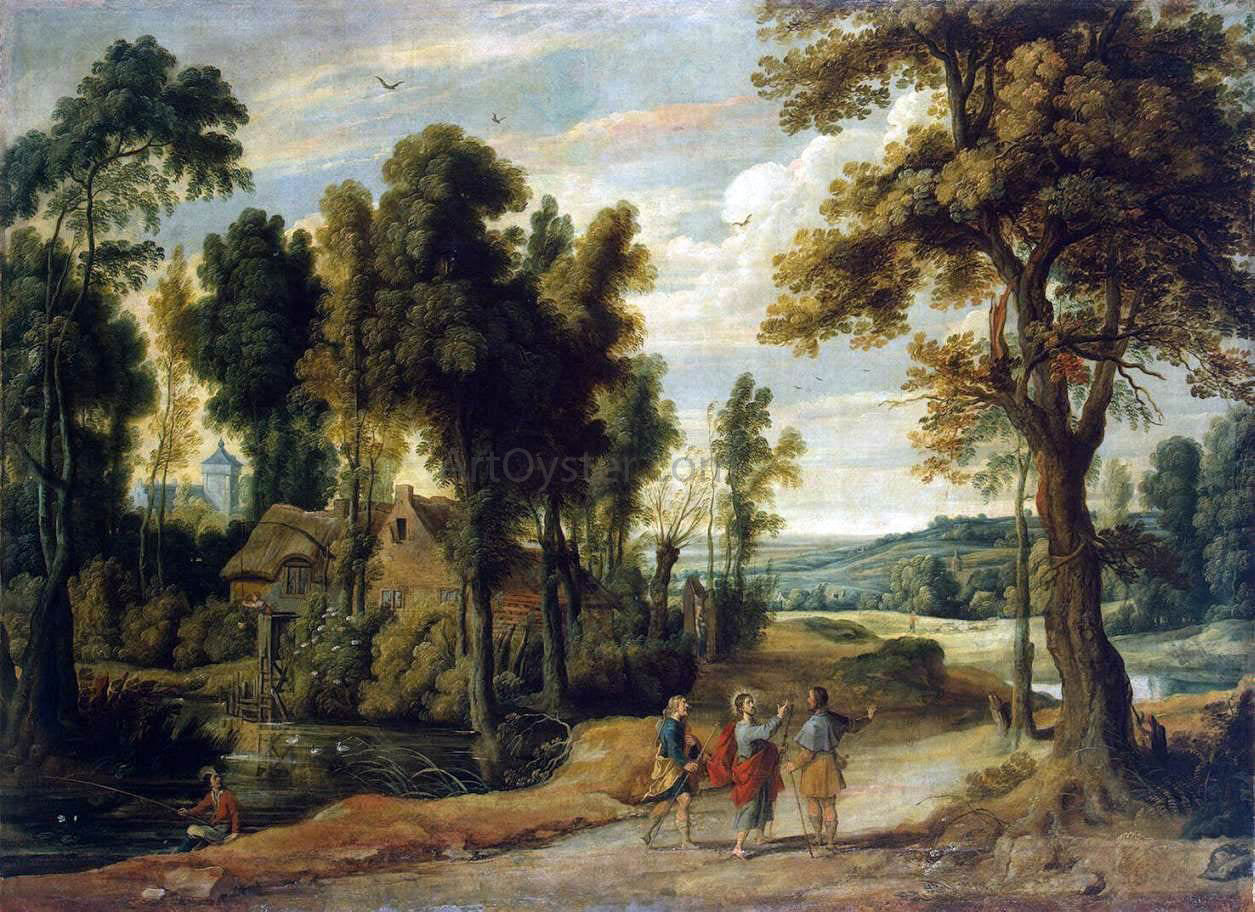 Jan Wildens Landscape with Christ and his Disciples on the Road to Emmaus - Hand Painted Oil Painting