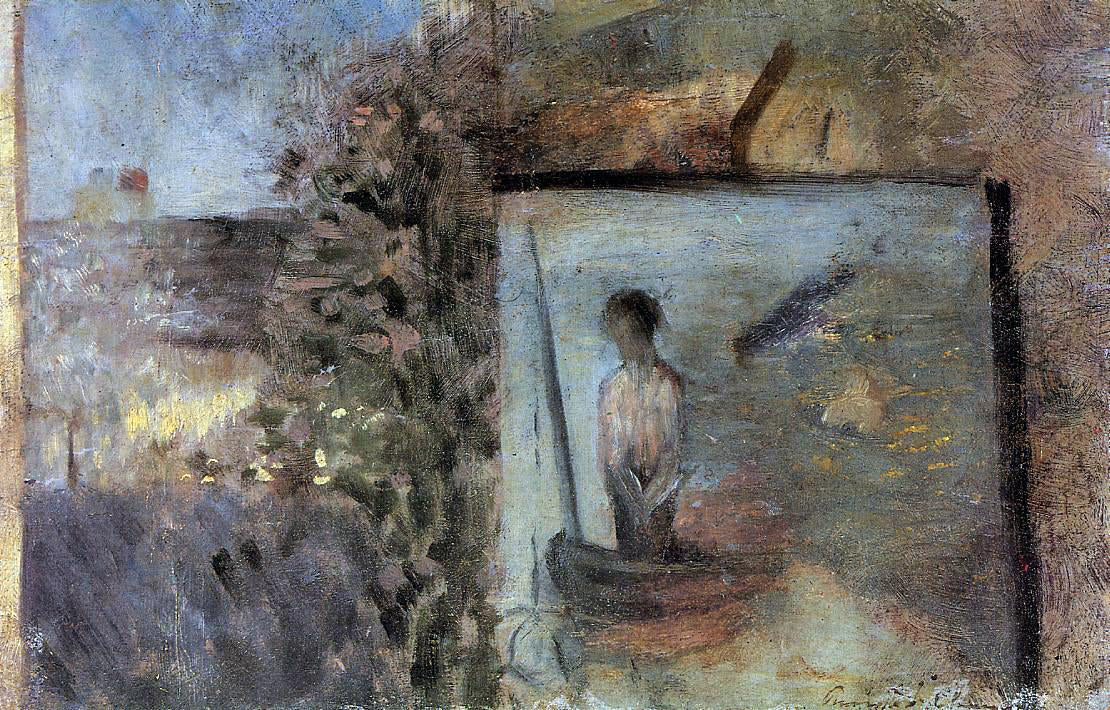 Georges Seurat Landscape with Copy after 'Le Pauvre Pecheur' - Hand Painted Oil Painting