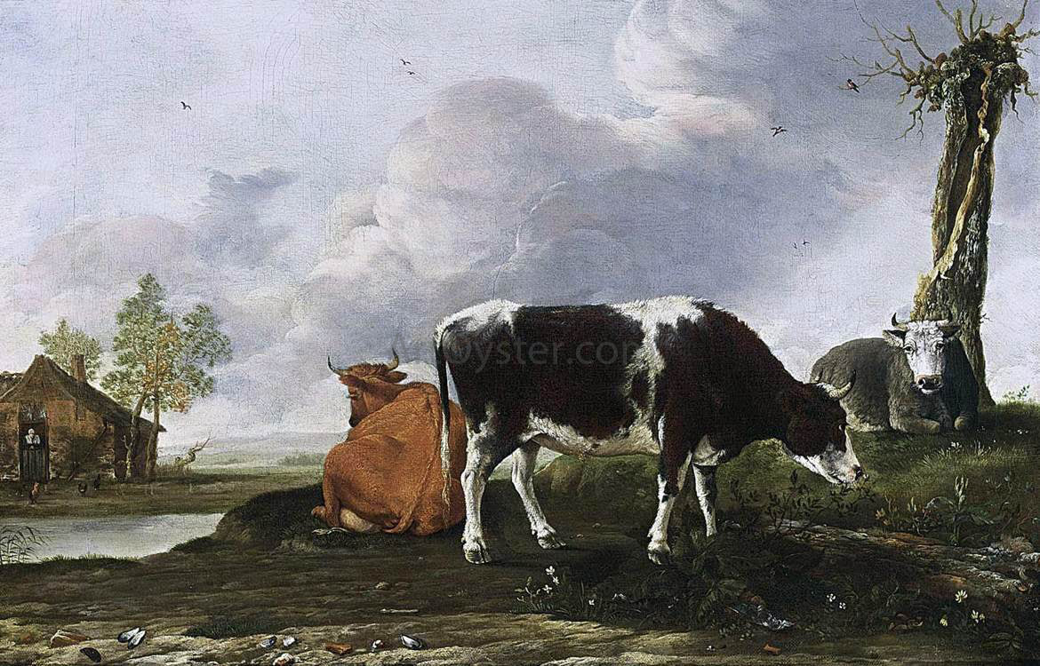 Anthonie Van Borssum A Landscape with Cows - Hand Painted Oil Painting