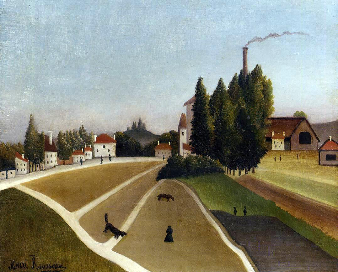 Henri Rousseau Landscape with Factory - Hand Painted Oil Painting