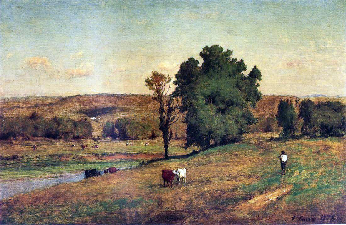  George Inness Landscape with Figure - Hand Painted Oil Painting