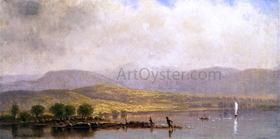 Homer Dodge Martin Landscape with Fisherman - Hand Painted Oil Painting