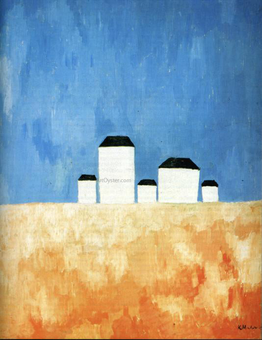 Kazimir Malevich Landscape with Five Houses - Hand Painted Oil Painting
