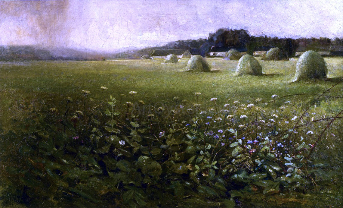 Charles Ethan Porter Landscape with Grain Stacks - Hand Painted Oil Painting