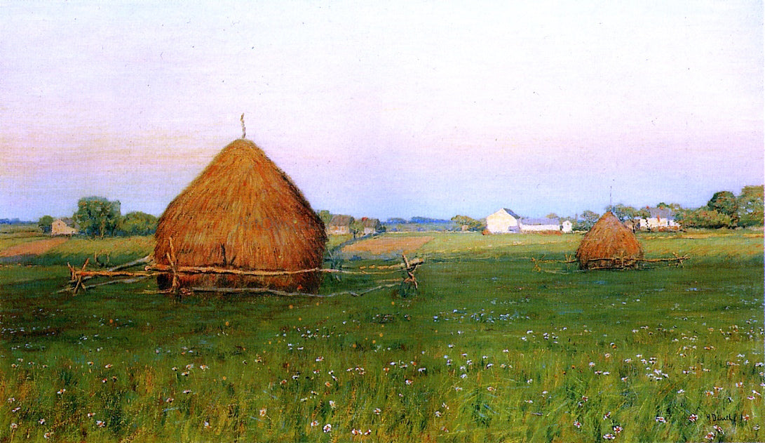 Henry Golden Dearth Landscape with Haystacks - Hand Painted Oil Painting