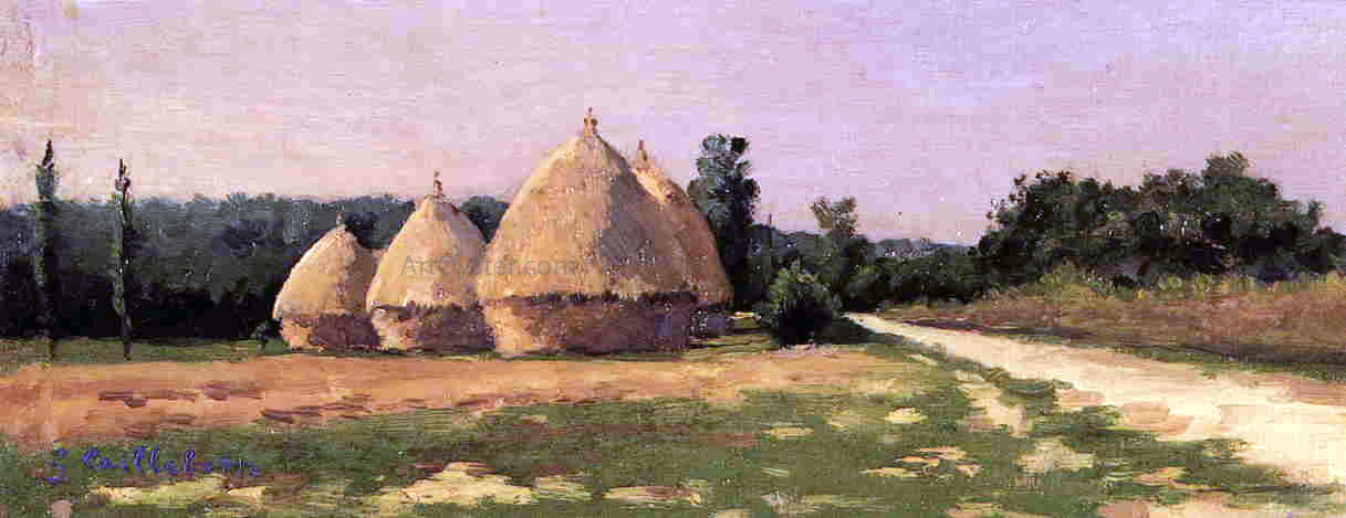 Gustave Caillebotte Landscape with Haystacks - Hand Painted Oil Painting