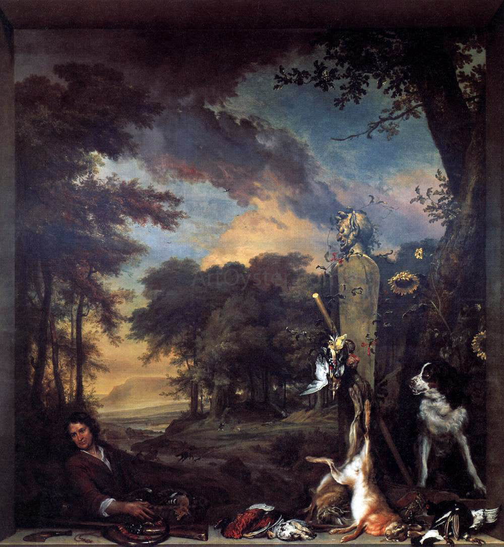 Jan Weenix Landscape with Huntsman and Dead Game - Hand Painted Oil Painting