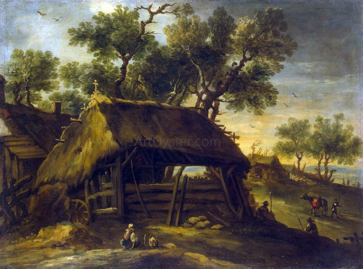 Antonio Del Castillo Landscape with Huts - Hand Painted Oil Painting