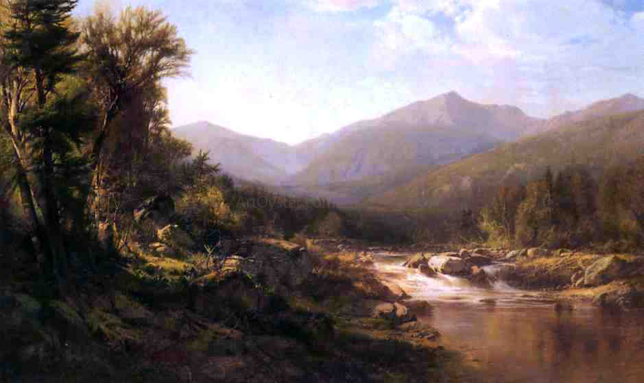 Alexander Helwig Wyant Landscape with Mountains and Stream - Hand Painted Oil Painting