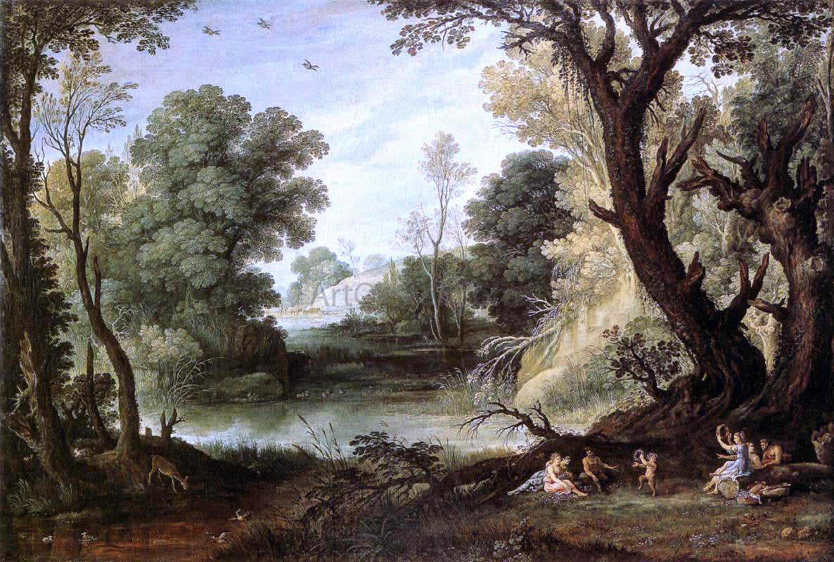 Paul Bril Landscape with Nymphs and Satyrs - Hand Painted Oil Painting