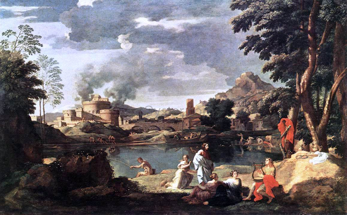 Nicolas Poussin Landscape with Orpheus and Euridice - Hand Painted Oil Painting
