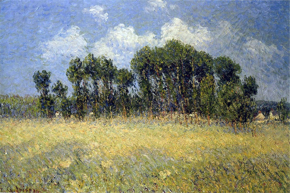 Gustave Loiseau Landscape with Poplars - Hand Painted Oil Painting